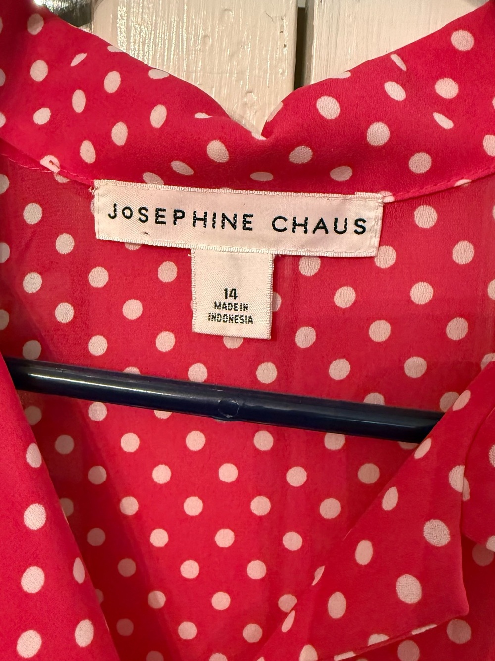 Josephine Chaus Coral Pink Polka Dot Blouse